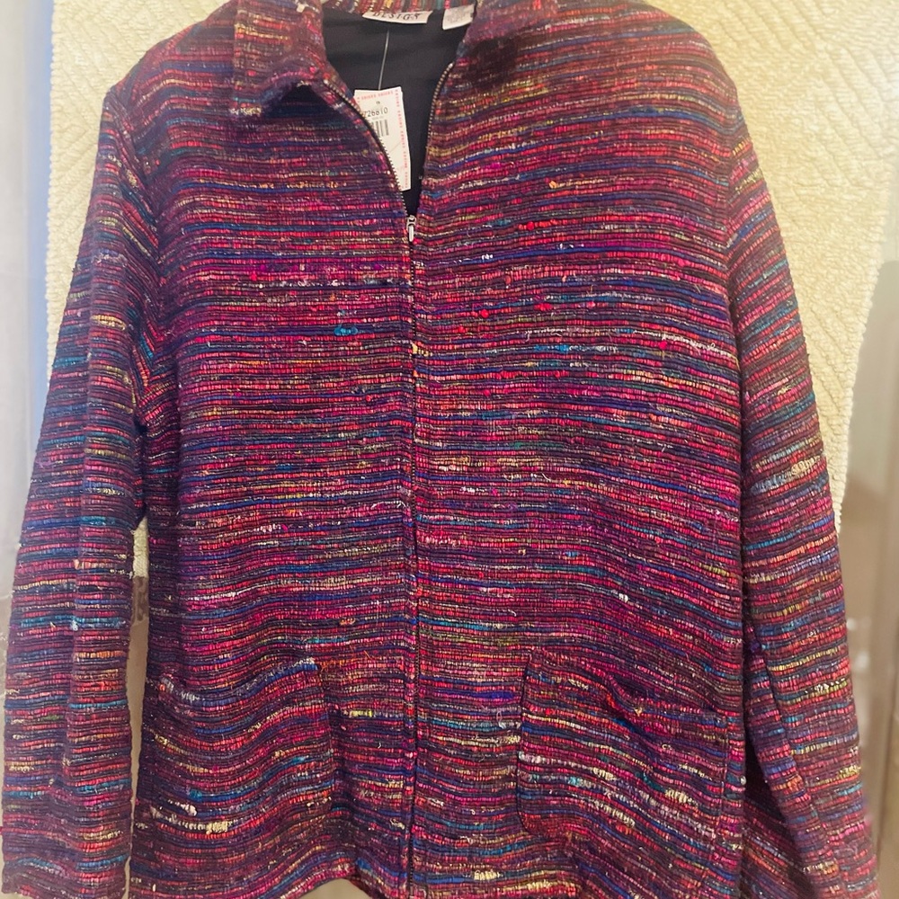 Chico’s Design Silk, Cotton, Metallic Jacket Chico’s 1 Never Worn with labels